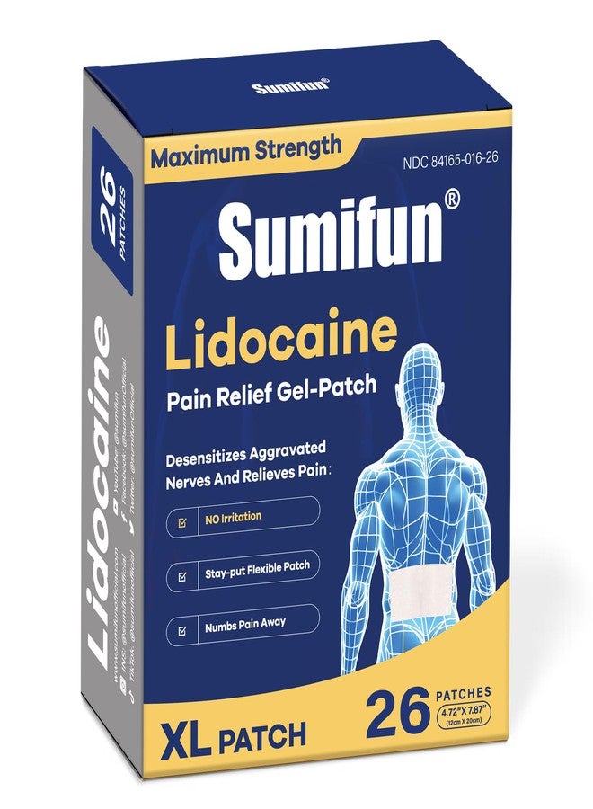 سوميفون لصقات سوميفن إكس إل ليدوكايين لتسكين الألم، 4% ليدوكايين أقصى قوة بدون وصفة طبية، حجم كبير جدًا 4.72 بوصة × 7.87 بوصة للصقات آلام الظهر الكاملة والمناطق الكبيرة (حجم كبير جدًا، العدد، 26) - Image 1